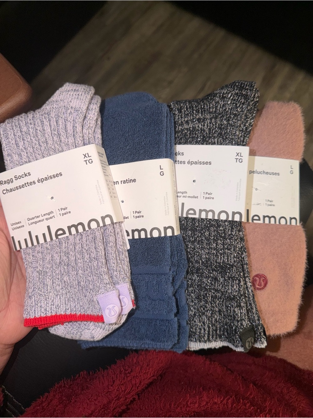 Lululemon Mixed Color Cozy Socks Pack - Blue, Gray, Pink, black sparkle
